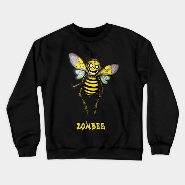 Zombee Halloween Funny Zombie and Bee Pun Crewneck Sweatshirt by Piggy Boxer